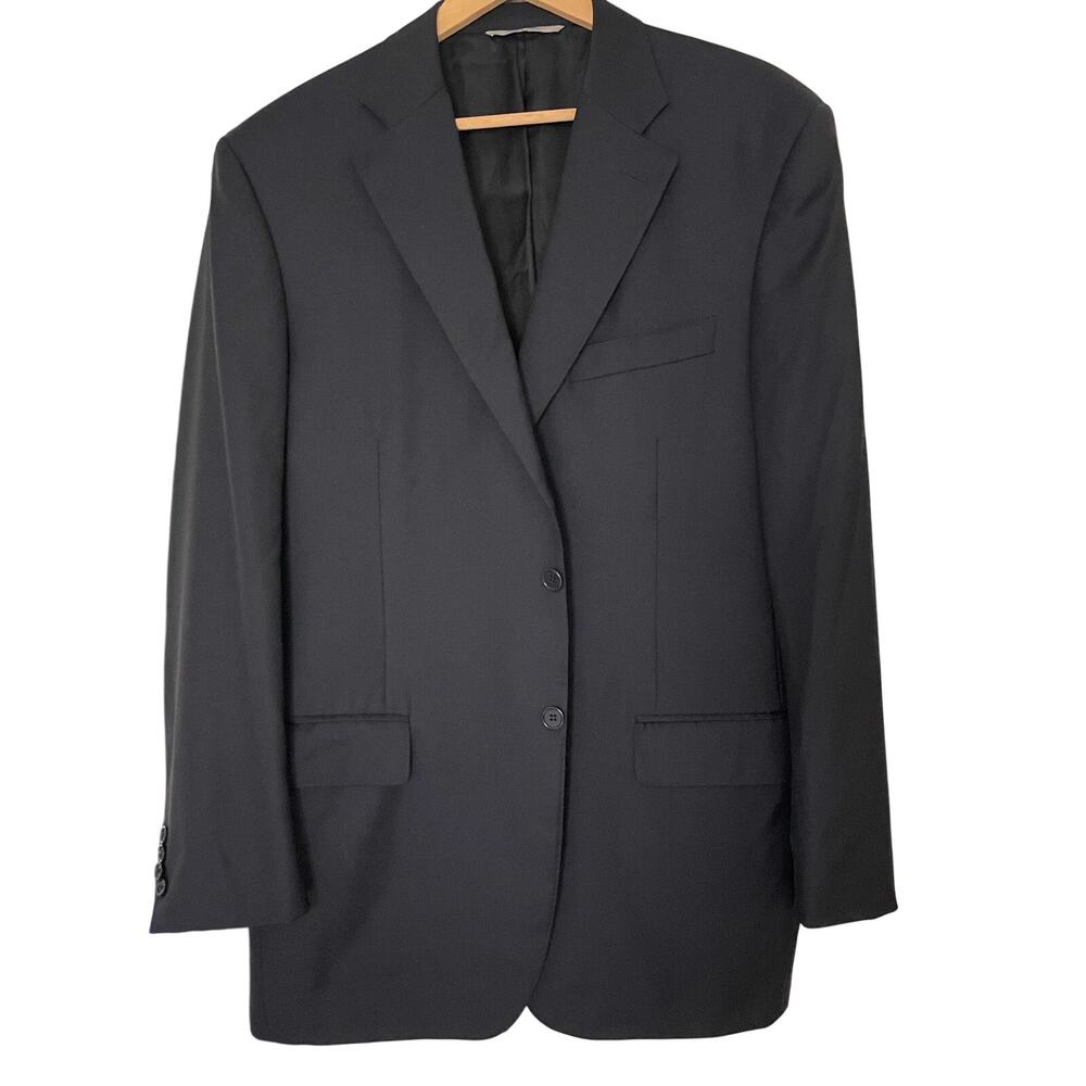 CANALI Men's 2 Buttons Wool Sport Jacket Blazer Black Size Large Made in Italy